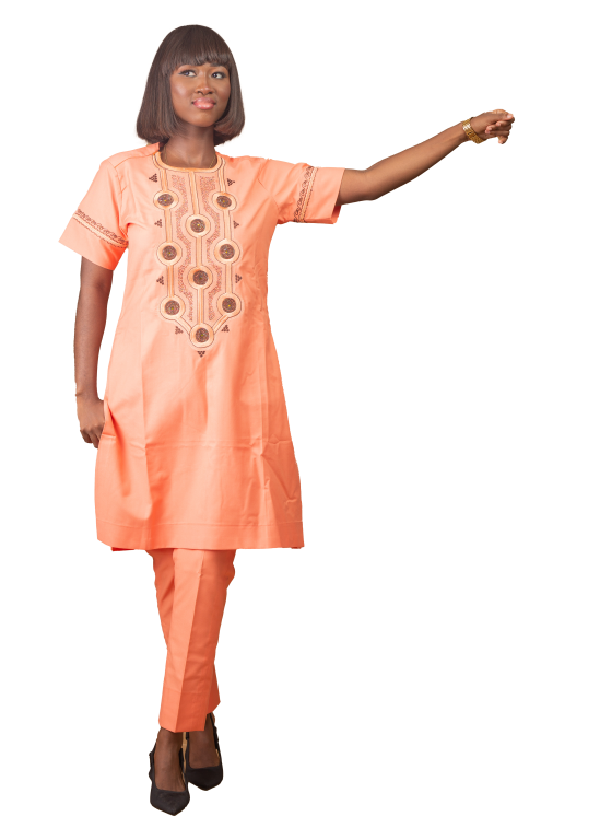 Chic Embroidered Tunic and Slim-Fit Pants Set