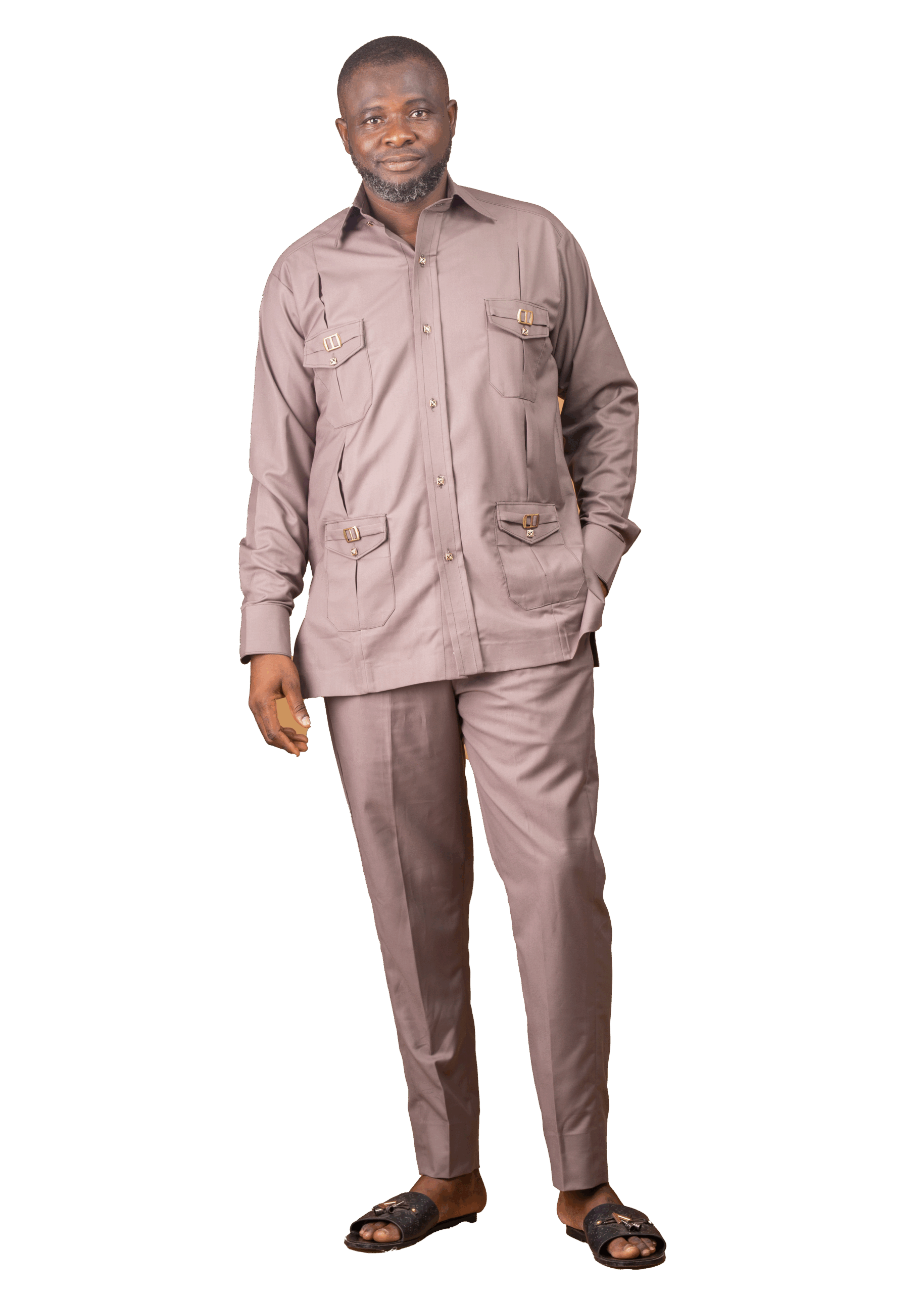 Sophisticated Men's Long-Sleeved Safari-Style Set