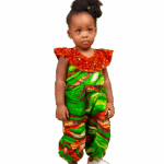 Vibrant Ankara Print Jumpsuit with Embellished Collar for Kids